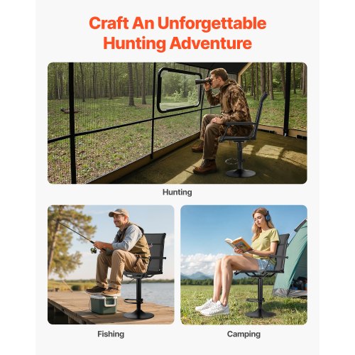 Hunting Chair 360° Silent Swivel Lightweight Blind Chair HeavyDuty Steel