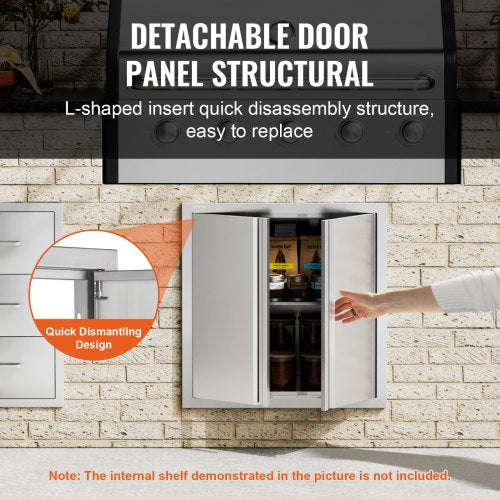 BBQ Access Door 24W x 24H Inch Double Outdoor Kitchen Door Stainless Steel