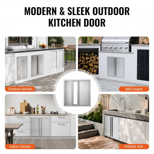 BBQ Access Door 24W x 24H Inch Double Outdoor Kitchen Door Stainless Steel