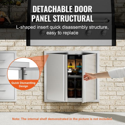 BBQ Access Door 26W x 24H Inch Double Outdoor Kitchen Door Stainless Steel