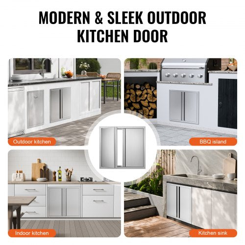 BBQ Access Door 26W x 24H Inch Double Outdoor Kitchen Door Stainless Steel
