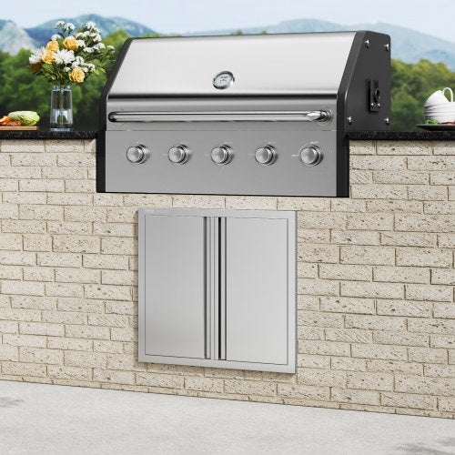 BBQ Access Door 26W x 24H Inch Double Outdoor Kitchen Door Stainless Steel