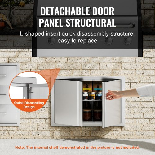 BBQ Access Door 28W x 19H Inch Double Outdoor Kitchen Door Stainless Steel