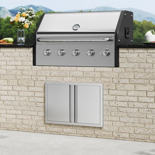 BBQ Access Door 28W x 19H Inch Double Outdoor Kitchen Door Stainless Steel
