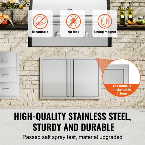 BBQ Access Door 30W x 21H Inch Double Outdoor Kitchen Door Stainless Steel