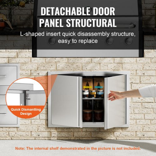 BBQ Access Door 30W x 21H Inch Double Outdoor Kitchen Door Stainless Steel
