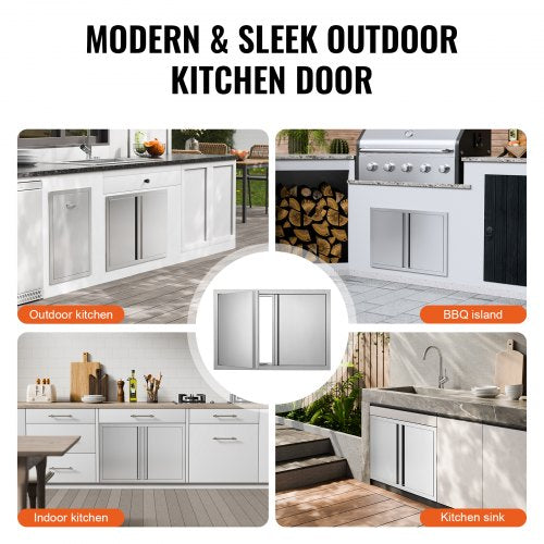 BBQ Access Door 30W x 21H Inch Double Outdoor Kitchen Door Stainless Steel