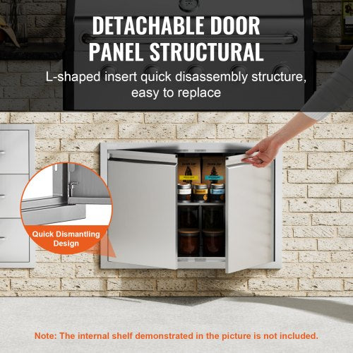 BBQ Access Door 30W x 21H Inch Double Outdoor Kitchen Door Stainless Steel
