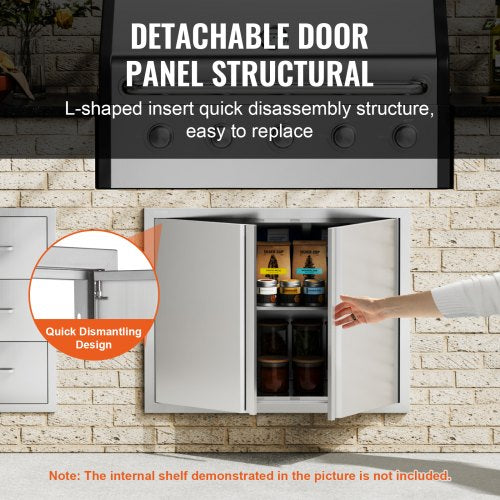 BBQ Access Door 31W x 24H Inch Double Outdoor Kitchen Door Stainless Steel