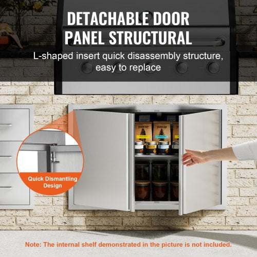 BBQ Access Door 36W x 24H Inch Double Outdoor Kitchen Door Stainless Steel