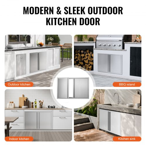 BBQ Access Door 36W x 24H Inch Double Outdoor Kitchen Door Stainless Steel