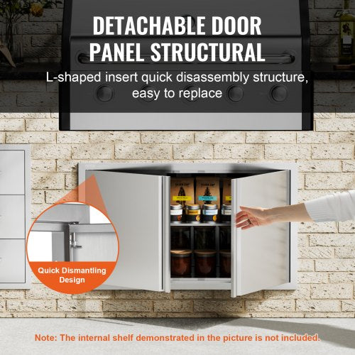BBQ Access Door 36W x 21H Inch Double Outdoor Kitchen Door Stainless Steel