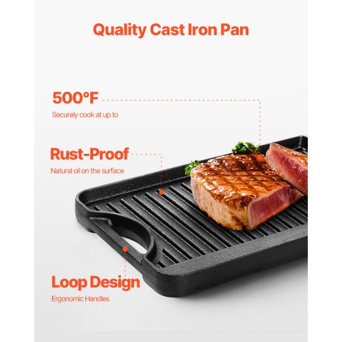 Reversible GrillGriddle 14x85 inch PreSeasoned Cast Iron Griddle