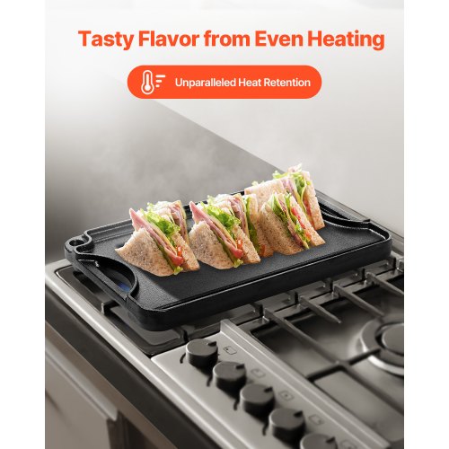 Reversible GrillGriddle 14x85 inch PreSeasoned Cast Iron Griddle