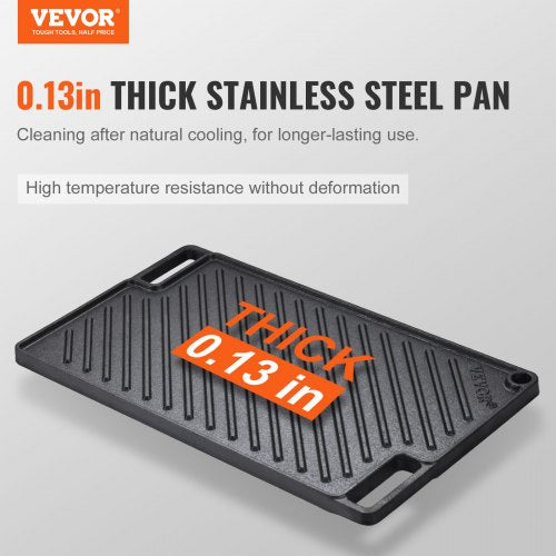 Reversible GrillGriddle 97x167 PreSeasoned Cast Iron Griddle