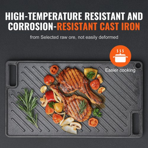 Reversible GrillGriddle 97x167 PreSeasoned Cast Iron Griddle