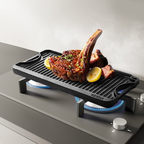 Reversible GrillGriddle 20x10 inch PreSeasoned Cast Iron Griddle