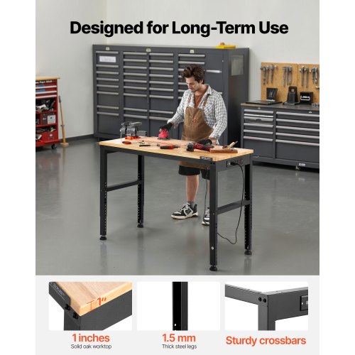 Adjustable Workbench 2000 lbs Capacity 48 x 20inch Heavy Duty Work Bench