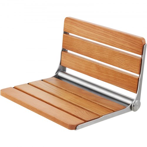 Folding Oak Shower Seat 161 x 134 Unfolded Wall Mounted Fold Up Shower
