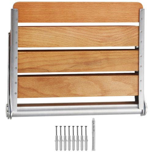 Folding Oak Shower Seat 161 x 134 Unfolded Wall Mounted Fold Up Shower