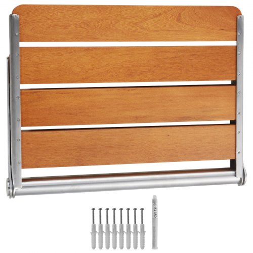 Folding Teak Shower Seat 209 x 16 Unfolded Wall Mounted Fold Up Shower