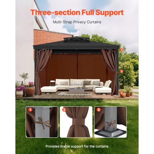 Gazebo Curtains Outdoor Fit Most 10 x 10 x 69 Gazebos 4Panel Sidewall