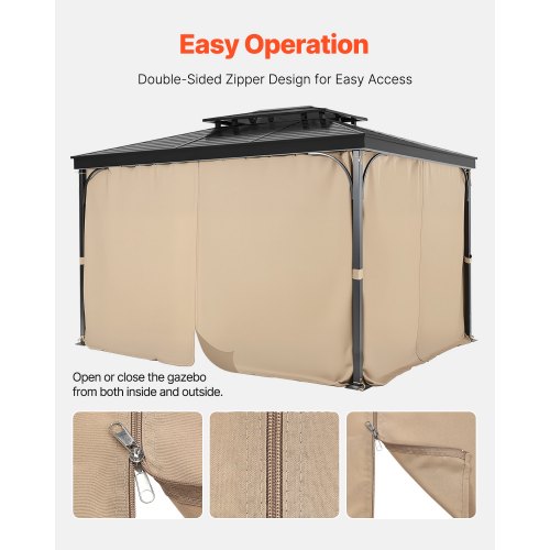 Gazebo Curtains Outdoor 12 x 10 x 73 Gazebos 4Panel Sidewall Gazebo