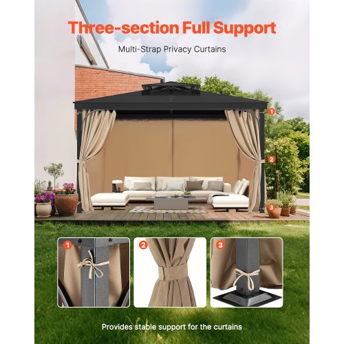 Gazebo Curtains Outdoor 12 x 10 x 73 Gazebos 4Panel Sidewall Gazebo