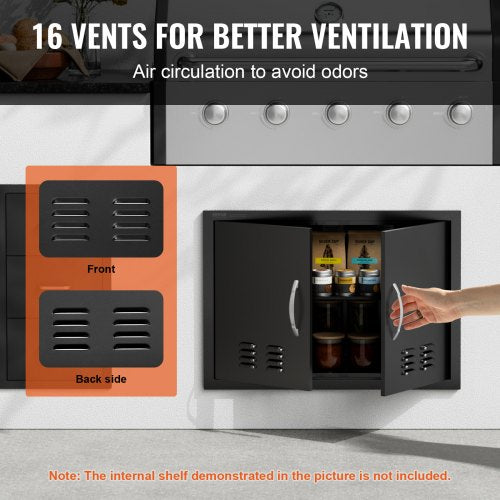 BBQ Access Door 30W x 21H Inch Double Outdoor Kitchen Door Cold Plate