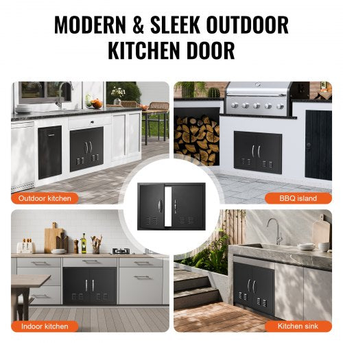 BBQ Access Door 30W x 21H Inch Double Outdoor Kitchen Door Cold Plate