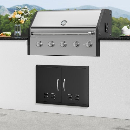 BBQ Access Door 30W x 21H Inch Double Outdoor Kitchen Door Cold Plate