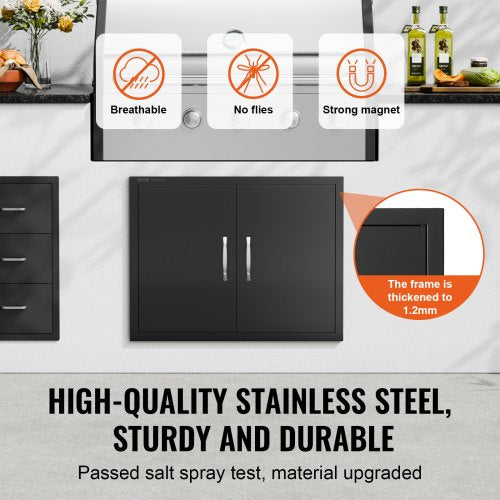 BBQ Access Door 31W x 24H Inch Double Outdoor Kitchen Door Cold Plate