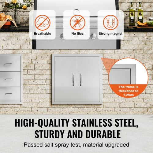 BBQ Access Door 24W x 24H Inch Double Outdoor Kitchen Door Stainless Steel
