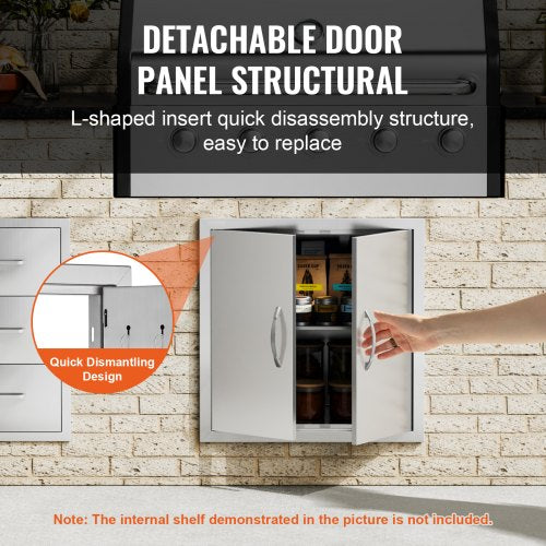 BBQ Access Door 24W x 24H Inch Double Outdoor Kitchen Door Stainless Steel