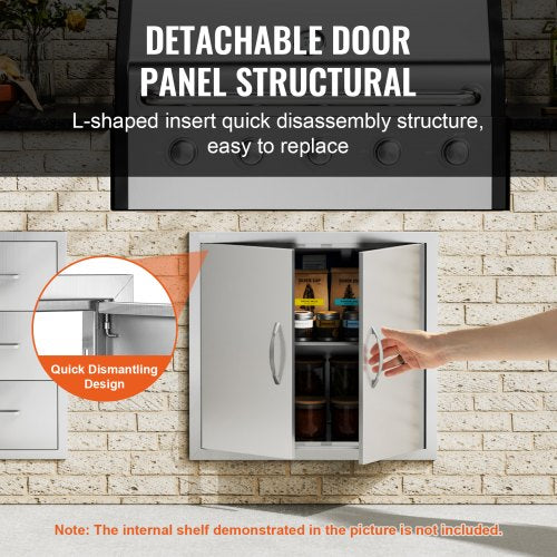 BBQ Access Door 26W x 24H Inch Double Outdoor Kitchen Door Stainless Steel