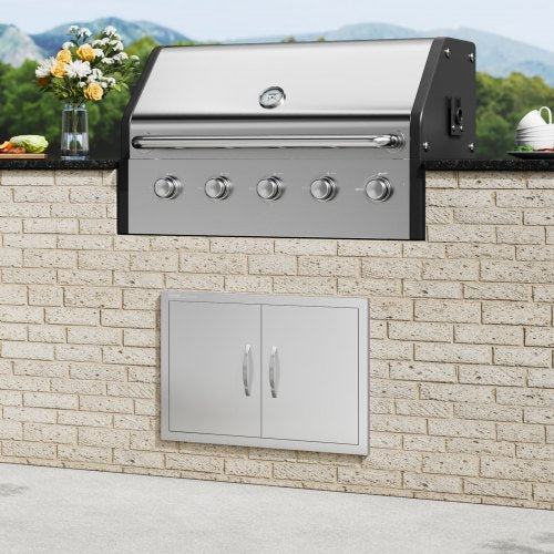 BBQ Access Door 28W x 19H Inch Double Outdoor Kitchen Door Stainless Steel
