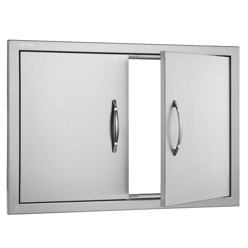 BBQ Access Door 28W x 19H Inch Double Outdoor Kitchen Door Stainless Steel