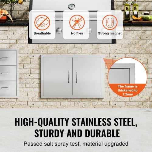 BBQ Access Door 30W x 21H Inch Double Outdoor Kitchen Door Stainless Steel