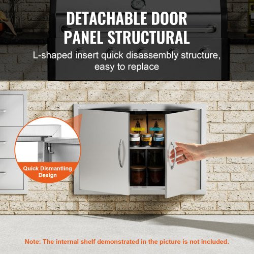 BBQ Access Door 30W x 21H Inch Double Outdoor Kitchen Door Stainless Steel