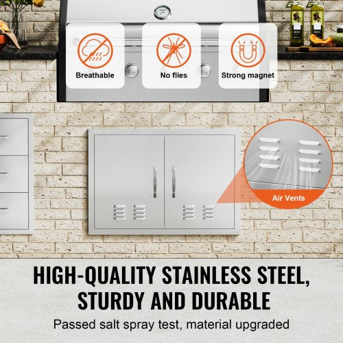 BBQ Access Door 30W x 21H Inch Double Outdoor Kitchen Door Stainless Steel