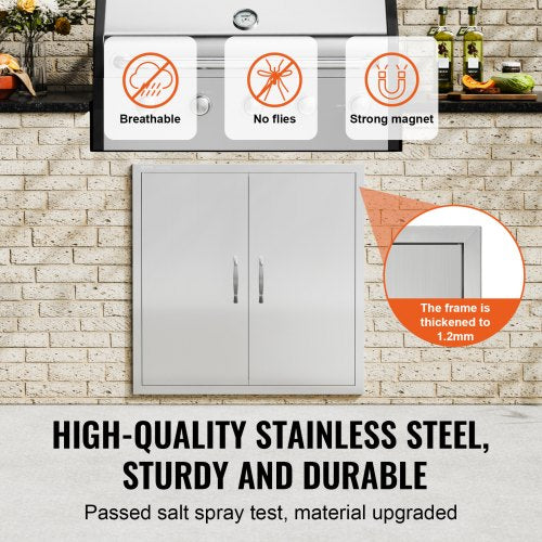BBQ Access Door 31W x 31H Inch Double Outdoor Kitchen Door Stainless Steel