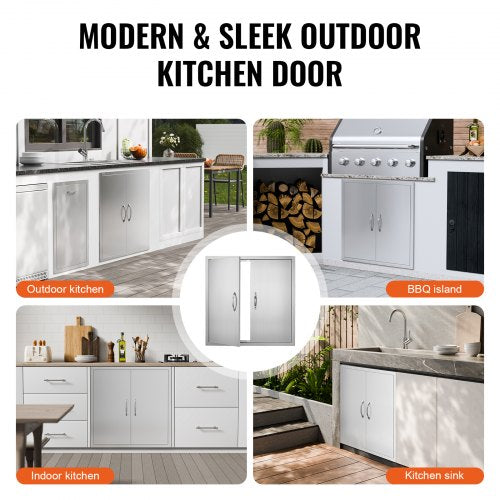 BBQ Access Door 31W x 31H Inch Double Outdoor Kitchen Door Stainless Steel