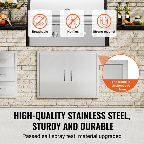 BBQ Access Door 31W x 24H Inch Double Outdoor Kitchen Door Stainless Steel