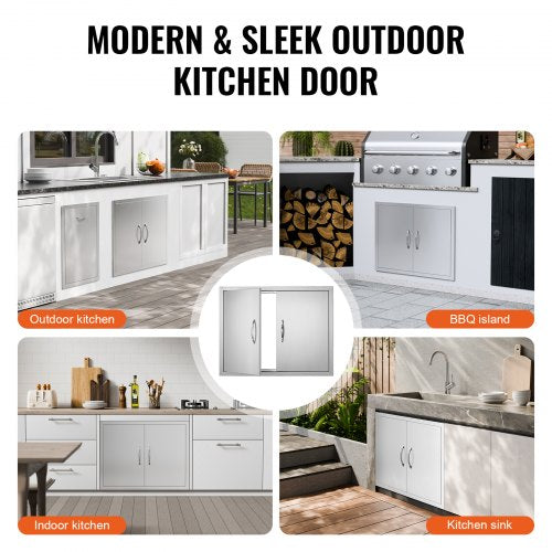 BBQ Access Door 31W x 24H Inch Double Outdoor Kitchen Door Stainless Steel