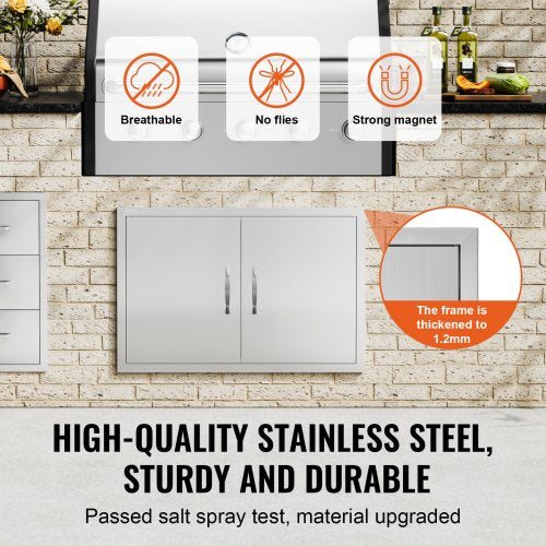 BBQ Access Door 33W x 22H Inch Double Outdoor Kitchen Door Stainless Steel