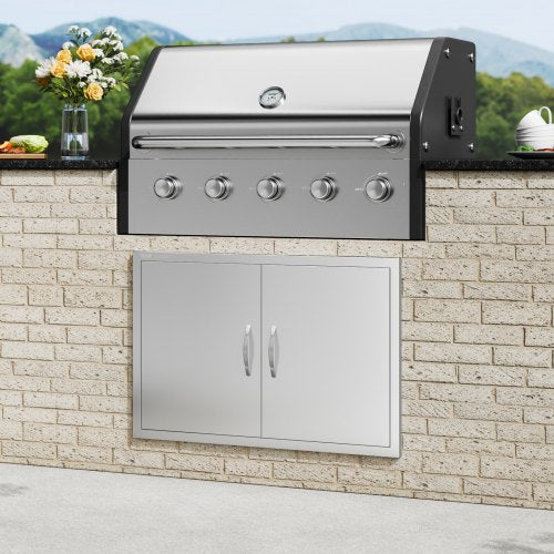 BBQ Access Door 35W x 24H Inch Double Outdoor Kitchen Door Stainless Steel