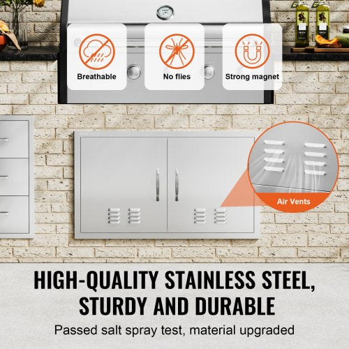 BBQ Access Door 36W x 21H Inch Double Outdoor Kitchen Door Stainless Steel