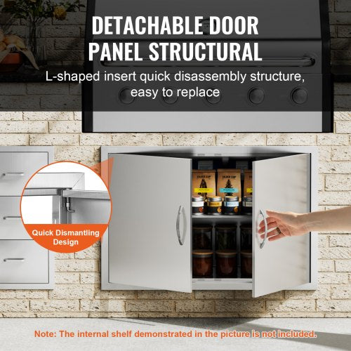 BBQ Access Door 36W x 24H Inch Double Outdoor Kitchen Door Stainless Steel