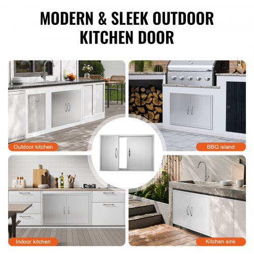 BBQ Access Door 36W x 24H Inch Double Outdoor Kitchen Door Stainless Steel