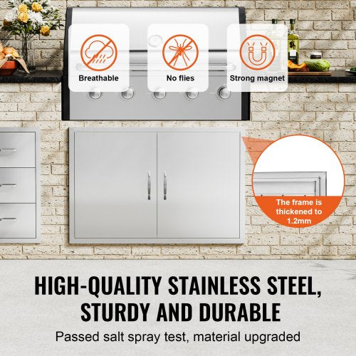 BBQ Access Door 39W x 26H Inch Double Outdoor Kitchen Door Stainless Steel